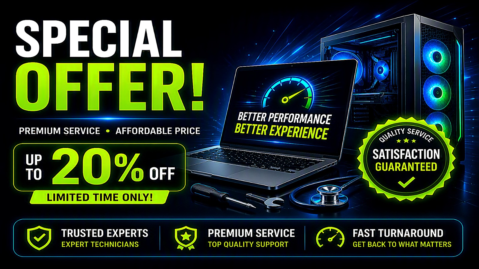 AFZ special offer — up to 20% off computer service