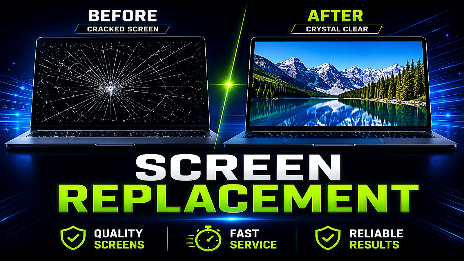Before cracked screen, after crystal clear — AFZ screen replacement